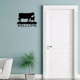 Willkommensschild „Kuh, Kalb, Bauernhof, Rinder“, 30,5 cm breit, Metall-Wandkunst