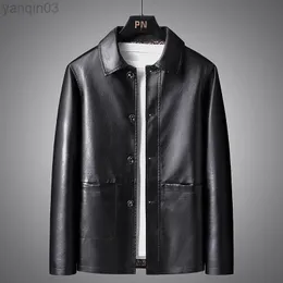 Luxury Pu Jackets Men Spring Autumn Leather Jacket Solid Color Outfit Jacket Male Button Jacket Plus Size 5XL L220801