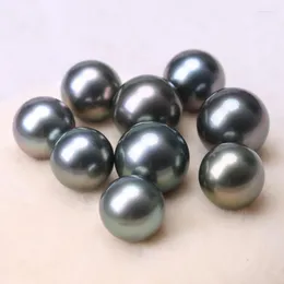 Other BaroqueOnly Natural Seawater Tahiti Black Pearl Powder Beads 11-12mm Set Pendant Ring Earrings Malachite Green Round BTA Wynn22