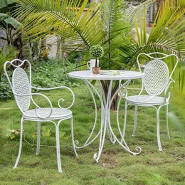 Outdoor Garden White Nordic Open Balcony Negotiation Table and Chair Set - Stylish Patio Furniture for Relaxing and Entertaining in Your Outdoor Space