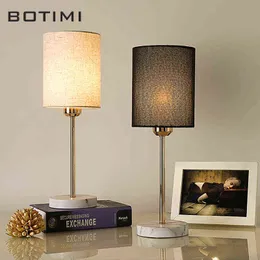 BOTIMI Europa Tafellamp met stoffen lampenkap voor slaapkamer Bedwit Wit Zwart Bureau Leesverlichting Moderne woonkamer Luminairs H220423