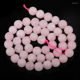 Other Wholesale Matte Rose Quartzs Seed Beads Round Shape Smooth Natural Stone 4 6 8 10 12 Mm DIY For Bracelet 15"Other Edwi22