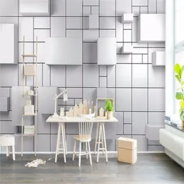 3d White Cube Geometric Brick Wall TV Wall Custom Large Mural Green Wallpaper papel de parede para quarto