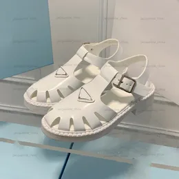 Дизайнер модной сандалии для женщины Толстая нижняя платформа Summer Sandales Beach Shoes White Black Real Кожаный ремень лодыжки с коробкой