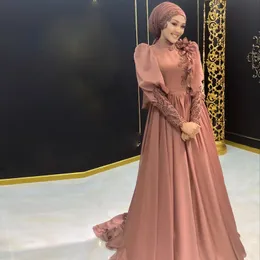 Hijab Muslim Evening Dresses Beaded A Line Chiffon Formal Gown High Collar Long Sleeve Arabic Dubai Womens Party Dress Robe De Soiree 326 326