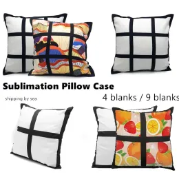 New sublimation blank pillow case black grid woven Polyester heat transfer cushion cover sofa pillowcases 40cm