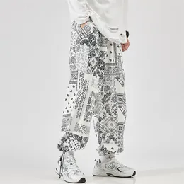 Trend Print European Style Casual Pants Chinese Style Loose Japanese Ankle-Length Pants Jogger Trousers Size M-5XL 220726