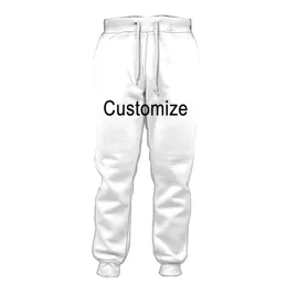 Spersonalizowane dostosowanie sublimowanego nadruku 3D sznur luźne zwykłe męskie spodnie do joggersów pod wysoką talią unisex dres z kieszeniami 220704