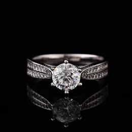 Cluster Rings Jewelry Geoki Passed Diamond Test Moissanite 925 Sterling Sier Star Starlight Queen Ring Round Perfect Cut Wedding Gem For Dro