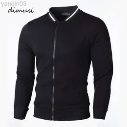 Dimusi herrtröjor man fast färg tröja smala jackor mode mäns hip hop hoodies vindjacka sportkläder träningskläder l220801