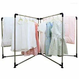 Laundry Bags Indoor Outdoor Home Blue 1 Pcs 4 Fold Folding Clothes Horse Airer Rack Washing Drying Stable Hanger DQ0533