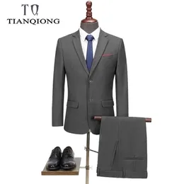 Tian Qiong Men Suits Senaste Coat Pant Designs Wedding Suits For Men Brand Clothing Slim Fit Black Grey Mens Formal Suit 201106
