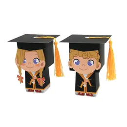 Bachelor Hat Cap Bag Candy Box Graduation Sweet Favor Gifts Boxes Paper Craft Packaging Bags Celebration Party Decoration