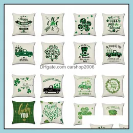 Caixa de travesseiro suprimentos de cama Têxteis domésticos Garden LL St. Patricks Day Proasshcase Pressado Coscão de linho ER Sofá DHO