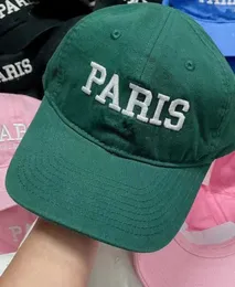 Mens Designer Cotton Baseball Caps Hats Casual Fitted Cap 2022 Summer New Fashion Women Paris Letters City Series Sun Hat Solid Black Green