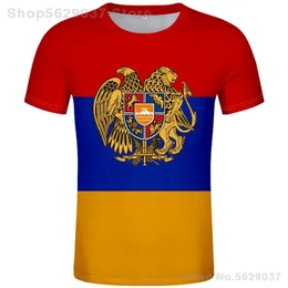 أرمينيا تي شيرت مجاني مخصص رقم اسم بو أبيض رمادي أحمر اللون الأسود الذراع تي شيرت أرميني الأمة العلم AM الملابس 220702