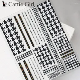 Stickers & Decals 1 Sheet Houndstooth Plaid Rivet 3D Nail Art Transfer England Grain Designs Accessories For Decorations Prud22