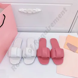 2022 Chinelos casuais rasos Mordore em couro napa desliza pele de carneiro 1cm Rosa branco Sapatos femininos rasos Sapatos de grife Verão Interior Chinelo Flip Beach Flops sandália