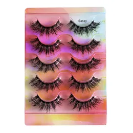 5 Par 8D Faux Mink Lash Fluffy Tjock Long False Eyelashes Återanvändbar ögonfransförlängning