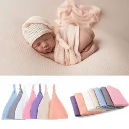 新生児の写真撮影ラップキャップ赤ちゃん写真スワドル帽子2本/セットソリッド結び目インド帽子スワッドリングスタジオ写真小道具アクセサリー