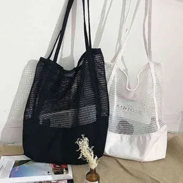 Alışveriş Çantaları Örgü Tote Kadınlar Trendy Bayan Çanta Kumlusu Plaj Omuz Büyük Kapasiteli Tuval Alışveriş Kız Sac 220318