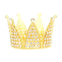 2021 Metal Pearl Happy Birthday Cake Toppers Shining Mini Crown Cake Topper Sweet Party Decoration WeddingEgagement Decor