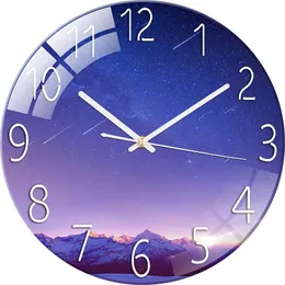 Väggklockor Creative Light Luxury Clock Movement Battery Tempered Glass Mute Modern Design Wekker Sovrum Dekorwall