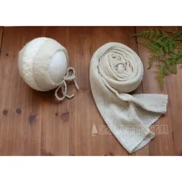 Coperte Swaddling Born Mohair Wrap Baby Swaddle Blanket Prop Knit Lace Hat E Set Layer Fabric PographyBlankets