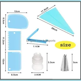 Strumenti per torte Bakeware Cucina Sala da pranzo Bar Casa Giardino Decorazione crema 14 pezzi Kit Vari stili Utensili da forno Convertitore raschietto inossidabile