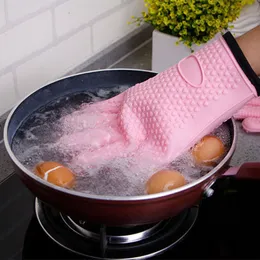 5 Fingers Microwave High Temperature Resistant Oven Mitts Heat Resistant Non-Slip BBQ Grill Barbecue Silicone Glove Pot Holder Anti-Hot Roaster Baking Gloves ZL0833