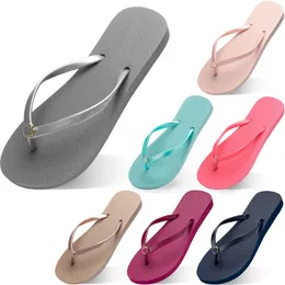 Frauen Hausschuhe Mode Flip Flops Strand Hotel Indoor Slipper Triple Schwarz Rosa Weiß Zitronengrün Grau Marine Damenschuhe Seventy Nine