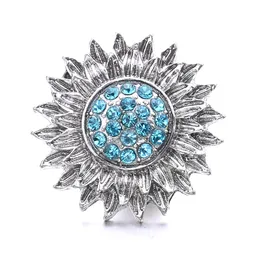 Rhinestone Snap Button Jewelry Components 18mm Metal Sunflower Snaps Buttons Fit Bracelet Bangle Noosa B1205