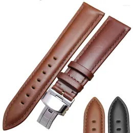 Titta på band 18mm - 24mm äkta läderbandband Brunt Black High Quality Watchbands Armband Clasp AccessoriesWatch Hele22