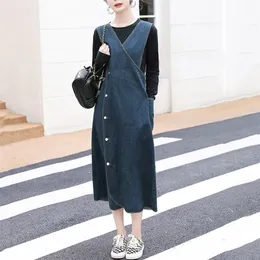 Spring Summer Denim Dresses Women V-Neck Casual Long Jeans Korean Style Elegant Midi-calf Vestidos 220504