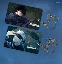 Keychains Jujutsu Kaisen Fushiguro Megumi Itadori Yuji Gojo Satoru 양면 카피 카드 홀더 키 체인 패션 트렌드 키 링키 체인 EM