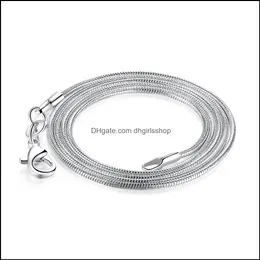 Łańcuchy naszyjniki wisiorki biżuteria duża promocja 1Mm 925 Sier łańcuch węża naszyjnik z karabińczykami na wisiorek Dh9He