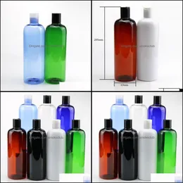 Förpackningsflaskor Office School Business Industrial 500 ml tom rund färg PET -plast med diskmössa för schampo lotionoljor duschgel