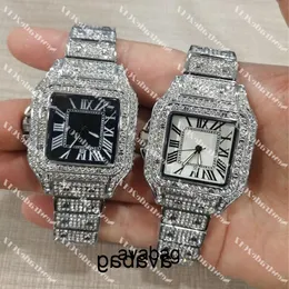 Full Diamond Mens Watches Quartz Movement Iced Out Women Watch Shiny Lover Wristwatch Lifestyle Waterproof Fashion Dress Wristwatches Montre EJPD