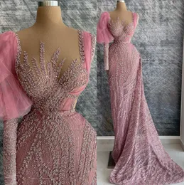 2022 بالإضافة إلى الحجم العربي Aso ebi Sparkly Mermaid Sexy Dresses Prom Dresses Aser Neck Evening Party Second Second Disparty Condragement Dression Zj770