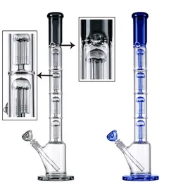 18 mm weibliches Gelenk, schwarz, blau, Wasserpfeifen, große Bong, 4 Schichten, Perc, 6 Arme, Bäume, Dab-Ölplattformen, hohe Bongs, 5 mm dick, mit diffusem Bwol-Downstem WP21101