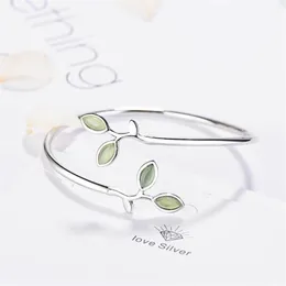 Bangle Beautiful Sprout Exquisite Korean Style Fashion Sier Plated smycken Armband Literary Leaves Crystal Bangles SB140 Bangle