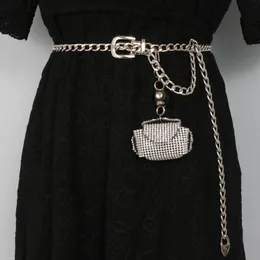 Bälten mode damer punk klänning dekorerad rhinestone mini påse pendelle midja väska kedja för kvinnor lyxdesigner märke