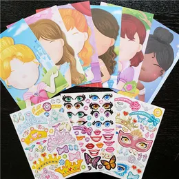 Wholesale Cute Stickers Children Jigsaw puzzle Games Make-a-Face Diy Princess Animal Dinosaur Assemble Toys for Girls Training