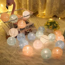 Strings 20 LED Cotton Garland Balls Lights String Christmas Easter Outdoor Hanging Party Baby Kids Room Bed Fairy DecorationsLED
