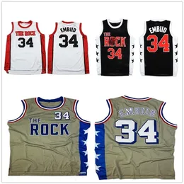 Nikivip Joel Embiid #34 The Rock High School Lions White Black Grey Retro Basketball Jersey Men Stitched Custom Number Name Jerseys