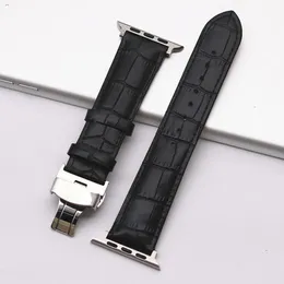 958-2 Universal Soft Watch Bands Needle Pattern Men Men-Prack-Pracking Ultra-SHIN REALINE LEATHINE FOR Applewatch 5Generation