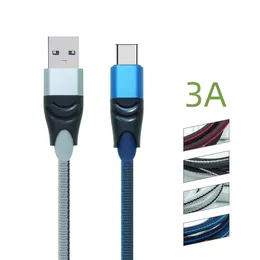 Cavi di ricarica rapida 1M / 3FT 3A Micro USB tipo-c cavo dati per telefono cellulare tessuto a squame di pesce per Android Samsung