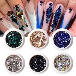 Nail Art Cristal Strass Ouro Prata Todas as Cores Fundo Plano Forma Misturada DIY Nail Art Decoração 3D Para Mulheres ou Meninas