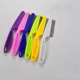 PET FLEA TICK Remover Dog Cat Grooming Multicolor Rostfritt stål Komfort Hår Grooming Comb Protect LICE Borttagning Cleaner Combs