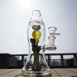 Partihandel 8 tum Solid Lava Lampa Hookahs Glas Bongs Duschhuvud Percolator Intern Recycler DAB Oil Rig Bongs 5mm Tjocka Vattenrör med skål XL-LX3